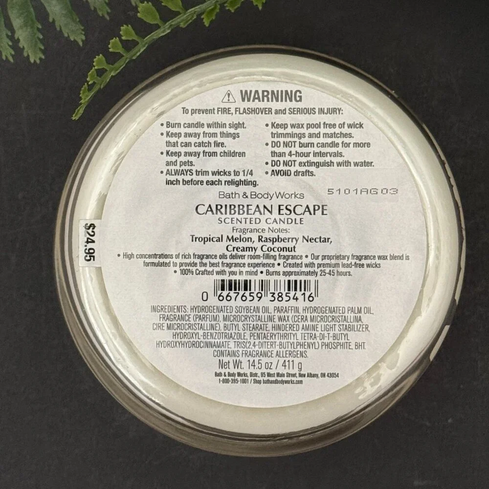 BBW Caribbean Escape Bath & Body Works 3 Wick Candle - Picture 10 of 10